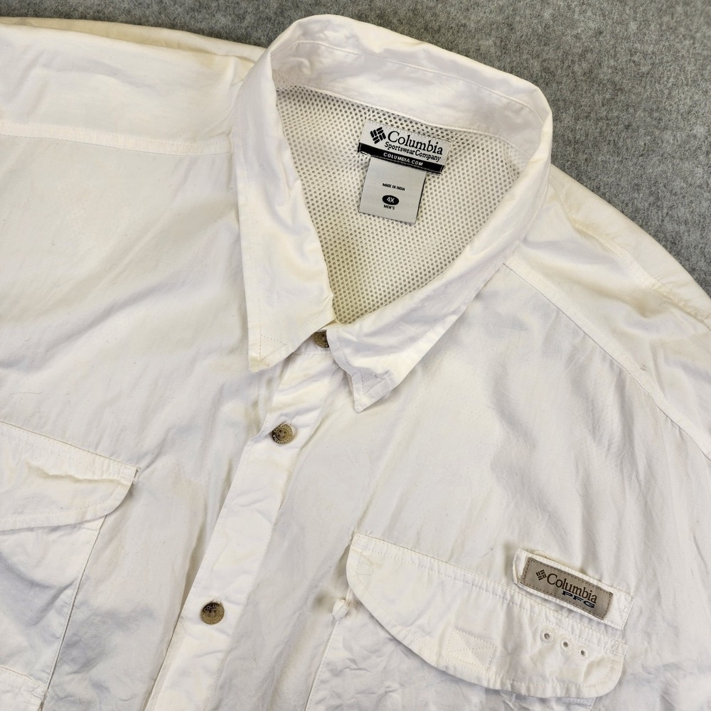 Columbia PFG Bonehead Men's 4XL Short Sleeve Shirt Vented White Fishing Outdoors